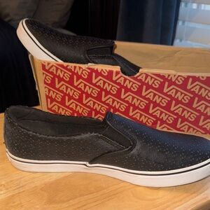 Vans Black Textured Slip-On Sneakers